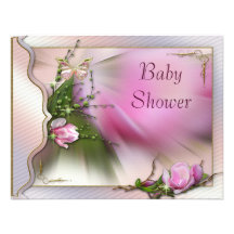 Pretty Pink Magnolia Butterfly Sparkle Baby Shower Custom Announcements