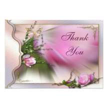 Pretty Pink Magnolia Butterfly Sparkle Thank You Custom Invites
