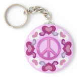 Pretty Pink Peace Sign and Hearts keychains