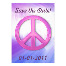 Pretty Pink Peace Sign Announcemets Announcement