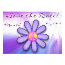 Pretty Pink Peace Sign Announcemets Custom Invites