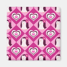Pretty Pink Penguin Pattern Refrigerator Magnet