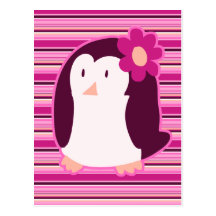 Pretty Pink Penguin Post Card