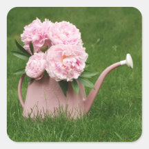 Pretty Pink Peony Bouquet Square Sticker
