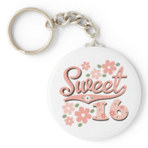 Pretty Pink Petal Sweet 16 Keychain
