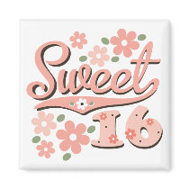 Pretty Pink Petal Sweet 16 Magnet