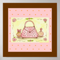 Pretty Pink Purse Perfume Bottle Rose Poster