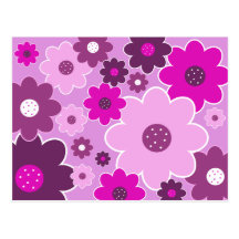 Pretty Pink Shabby Chic Floral Wallpaper Pattern Post Card