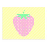 Pretty Pink Strawberry on Yellow Stripes. postcards