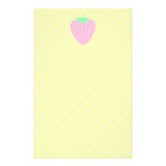 Pretty Pink Strawberry on Yellow Stripes. stationery