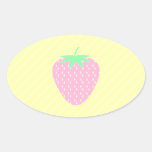 Pretty Pink Strawberry on Yellow Stripes. stickers