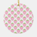 Pretty Pink Strawberry Pattern. ornaments