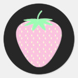 Pretty Pink Strawberry. Round Stickers