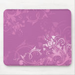 pretty pink swirl floral design mousepad