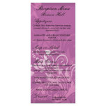 pretty pink swirl floral design reception menu rack cards