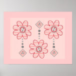 Pretty Pink Wall Flowers Print