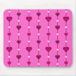 Pretty Pink & White Retro Hearts Mousepad