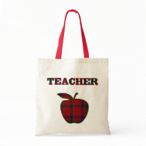 Pretty Plaid Apple Teacher's tote bag