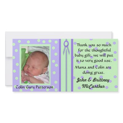 Pretty Polka Dots Baby photo thank you cards Photo Greeting Card by DizzyDebbie