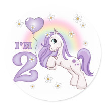 Pretty Pony 2nd Birthday Round Sticker