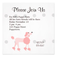 Pretty Poodle Custom Invite