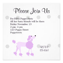 Pretty Poodle Personalized Invitation