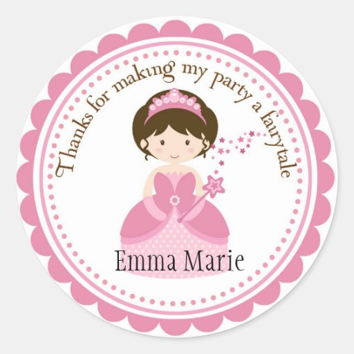 Pretty Princess Labels Classic Round Sticker Zazzle