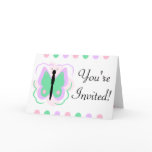 Pretty Purple And Cyan Butterfly Invitation cards