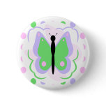 Pretty Purple And Green Butterfly Button