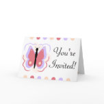 Pretty Purple And Pink Butterfly Invitation cards