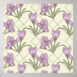 Pretty Purple Iris Flower Pattern Poster