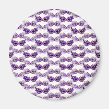 Pretty Purple Masquerade Ball Masks Mardi Gras Magnet