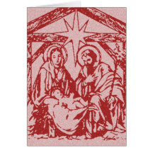 Pretty Red Nativity Greeting Card