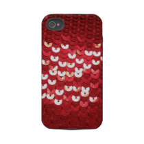 Pretty Red Sequined Fabric Tough Iphone 4 Case