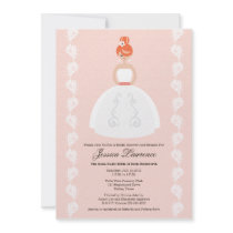 Pretty Redhead Bridal Shower Pink Invitations