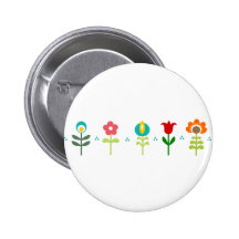 Pretty Retro folk flowers Button