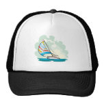 pretty sailboat sailing in the sea mesh hats