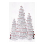 Pretty Silver and Red Christmas Tree Holiday  Stat Customized Stationery