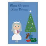 Pretty Sober Princess & Tree Blue Christmas Card