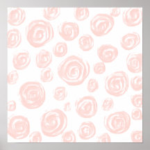 Pretty soft pink rose pattern on white. posters
