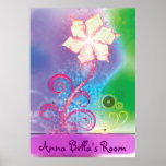 Pretty Sparkling Fantasy Flower Poster Print