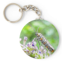 Pretty Spotted Ermine Moth on Agastache Key Chain