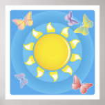 Pretty Sun and Butterflies Print
