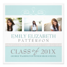 Pretty Swirl Photo Collage Graduation Invitation