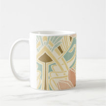 pretty tulips art nouveau floral pattern mugs