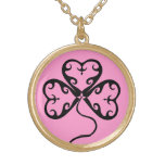 Pretty victorian shamrock St. Patrick's Day pink Personalized Necklace