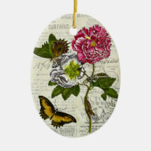 Pretty Vintage Collage Christmas Tree Ornaments