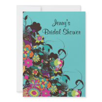 pretty vintage flower frenzy bridal shower personalized invitation