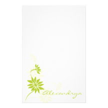 Pretty White and Green Feminine Notepad Customized Stationery