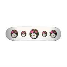 Pretty White and pink flowers. Oval. Skateboard
